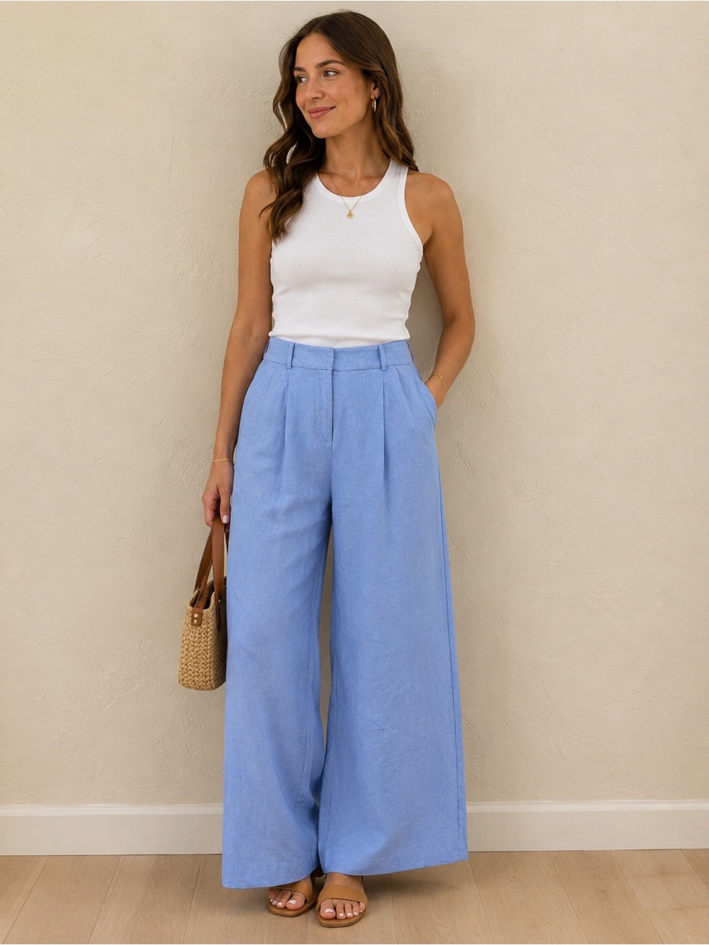 LOFT Light Blue Wide Leg Pants
